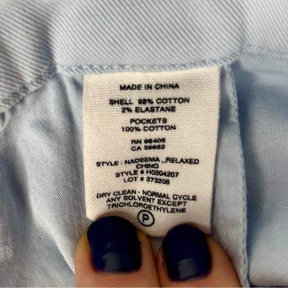 Theory Nadeema Relaxed Chino Pants Women’s Size 6 Hydrangea Light Blue Wide Leg - Picture 6 of 6